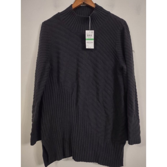Charter Club Cable Knit Sweater Pullover Top Black NWT Women's Size Large - Picture 1 of 9